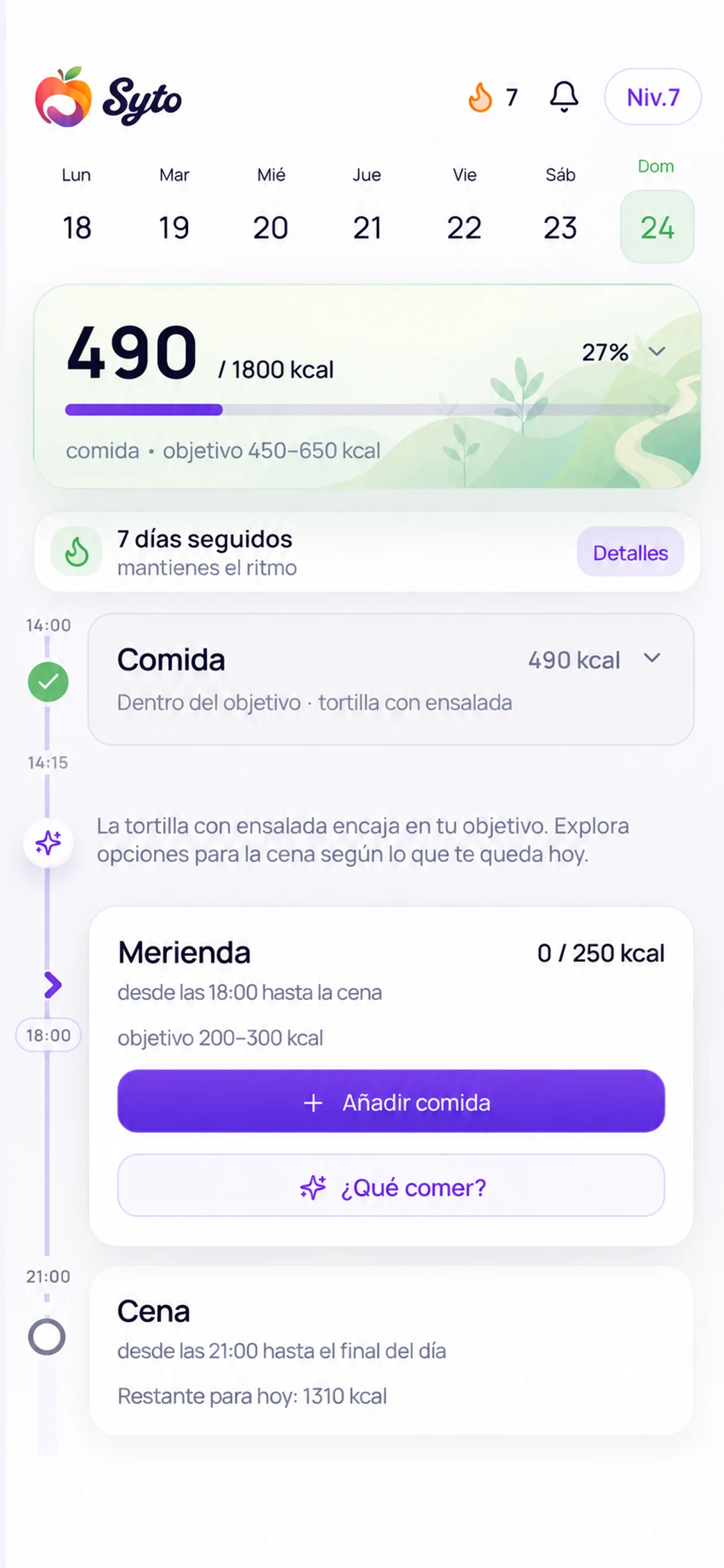 Inicio de Syto: diario de alimentación